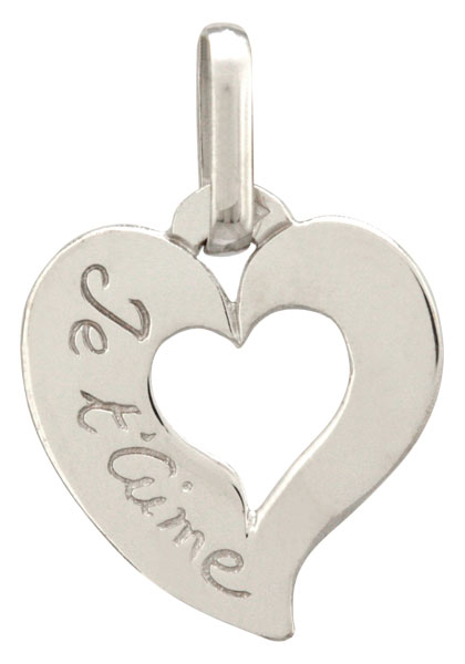 Pendentif Coeur or blanc