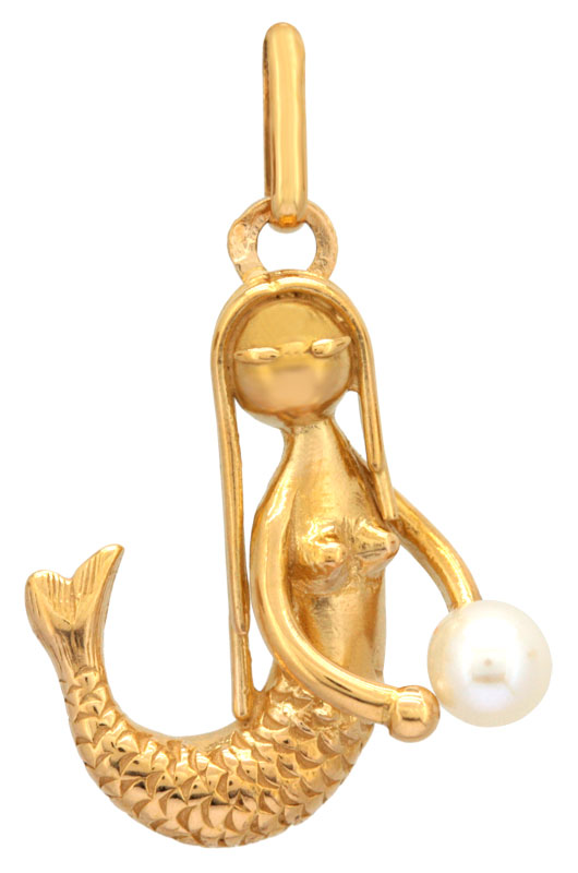 Pendentif Sirne or jaune et perle