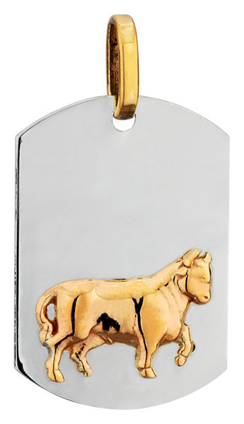 Pendentif or bicolore 9K Taureau