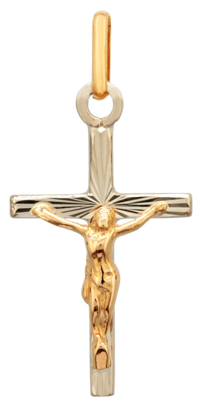 Pendentif Croix or bicolore