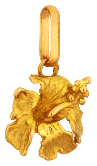 Pendentif or jaune Hibiscus