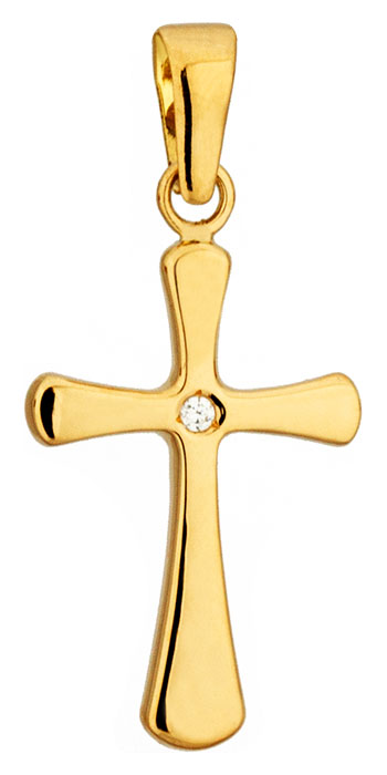 Pendentif or jaune et oxyde Croix