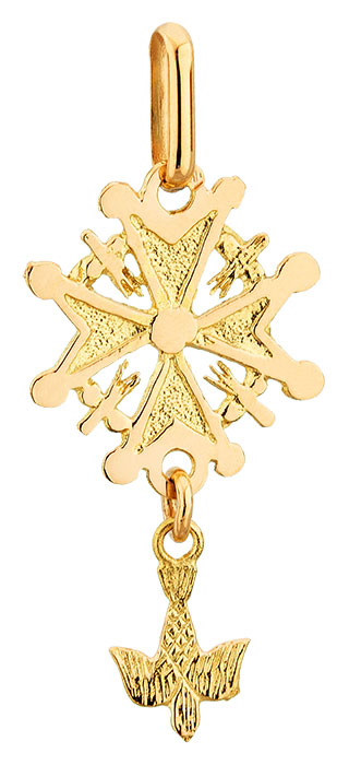 Pendentif or jaune 9K Croix Huguenote