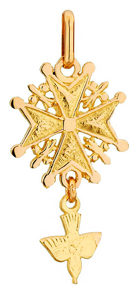 Pendentif or jaune 9K Croix Huguenote