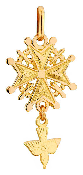 Pendentif or jaune Croix Huguenote