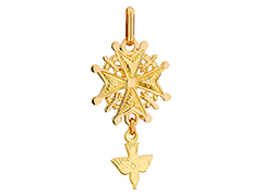 Pendentif or jaune Croix Huguenote