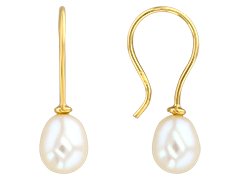 Boucles doreille or jaune et perle