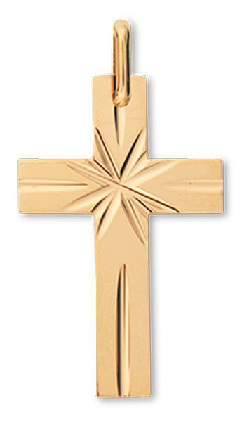 Pendentif or jaune Croix cisele