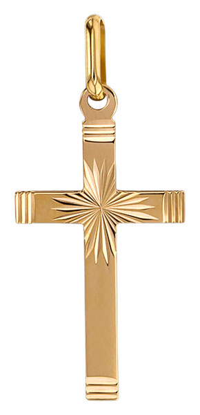 Pendentif or jaune Croix cisele