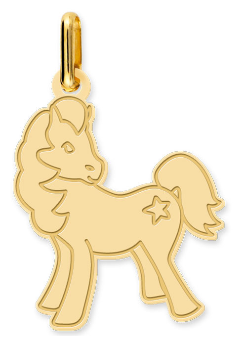 Pendentif or jaune 9K Poney