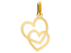 Pendentif or jaune Double Coeur