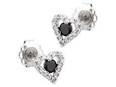 Boucles doreille or blanc et diamants Coeur