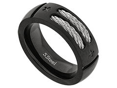 Bague acier bicolore Cbles