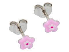 Boucles doreille Fleur argent et laque