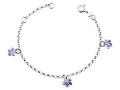 Bracelet argent rhodi Papillon violet