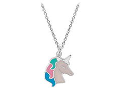 Collier argent rhodi Licorne