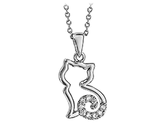 Collier argent et oxydes Chat