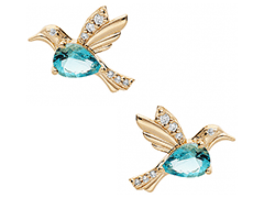 Boucles doreille plaqu or Oiseau