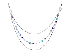 Collier argent rhodi� et pierres