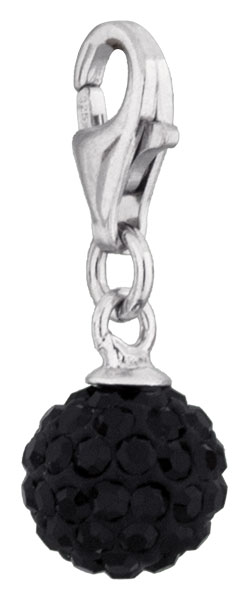 Charm argent et strass noirs