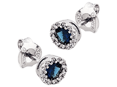 Boucles doreille argent et pierre bleue