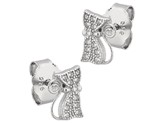 Boucles doreille argent rhodi Chat