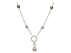 Collier argent, perles de Tahiti et oxydes