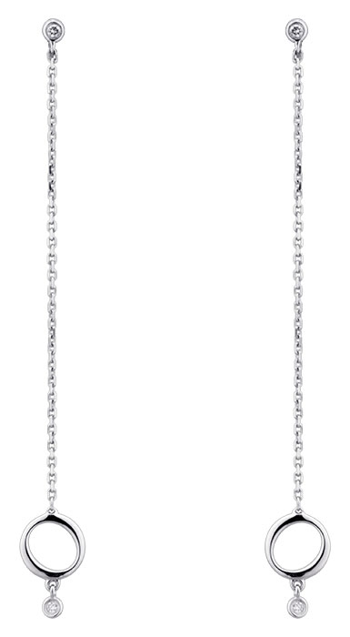 Boucles doreille O Fe or blanc et diamants