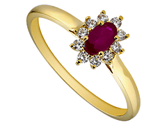 Bague or jaune et rubis