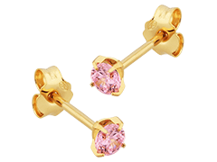 Boucles doreille or jaune et pierre rose