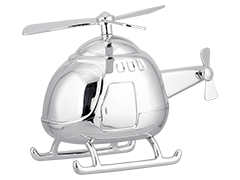 Tirelire métal argenté Hélicoptère