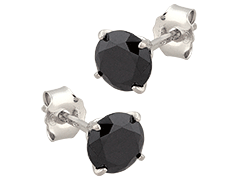 Boucles doreille argent et pierre noire