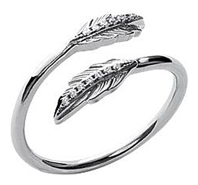 Bague argent rhodi et oxydes Plumes