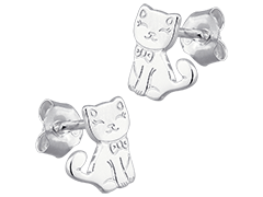 Boucles doreille argent Chat