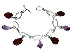 Bracelet argent, ambre et cristal