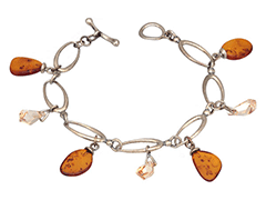 Bracelet argent, ambre et cristal