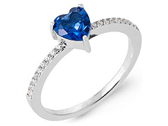 Bague argent rhodi Coeur bleu