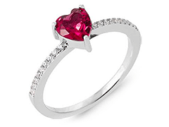 Bague argent Coeur rouge