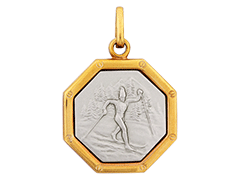 Pendentif plaqu or Skieur