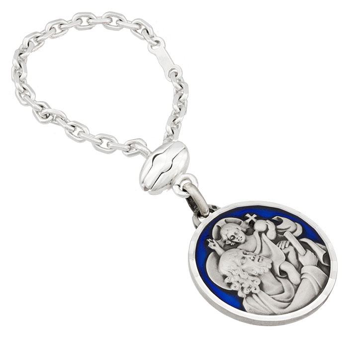 Porte-clefs argent Saint Christophe