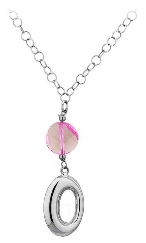 Collier argent et pierre de synthse rose