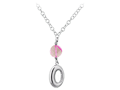 Collier argent et pierre de synthse rose