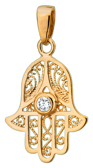 Pendentif plaqu or et oxyde Main de Fatma