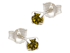 Boucles doreille argent et cristal vert