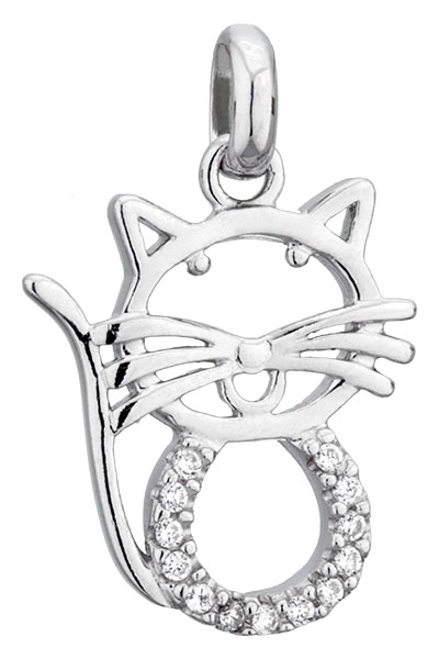 Pendentif argent et oxydes Chat