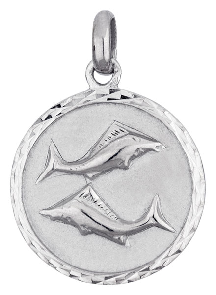 Mdaille argent rhodi Poissons