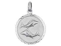 Mdaille argent rhodi Poissons