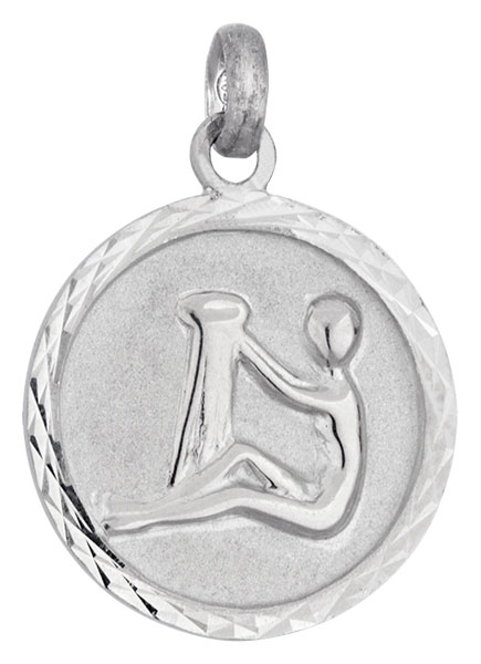 Mdaille argent rhodi Verseau