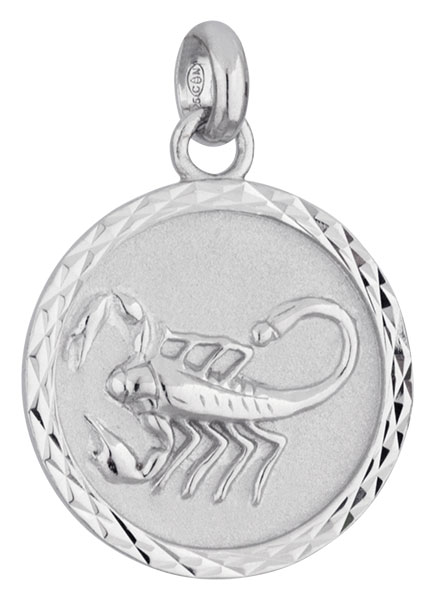 Mdaille argent rhodi Scorpion