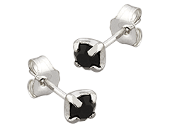 Boucles doreille argent et pierre noire